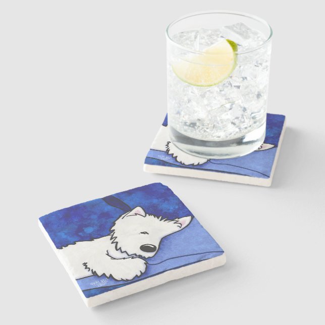 Posavasos De Piedra Pascua de piedra de rollo de perro cansada (Lateral)