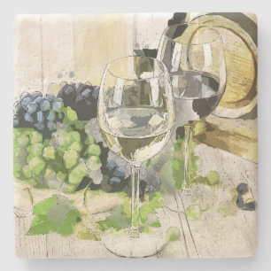 Posavasos De Piedra Pascua de piedra de uvas y gafas