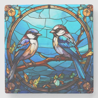 Posavasos De Piedra Pascua de piedra de vidrio manchado