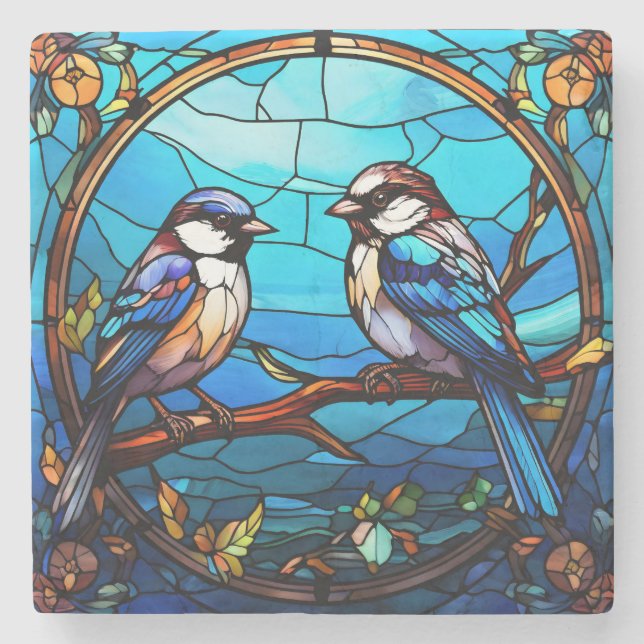 Posavasos De Piedra Pascua de piedra de vidrio manchado (Anverso)