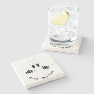 Posavasos De Piedra Pascua de piedra divertida con ojos de curiosidad 