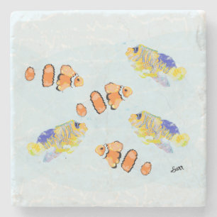 Posavasos De Piedra Pascua De Piedra: Escuela De Pescado Tropical