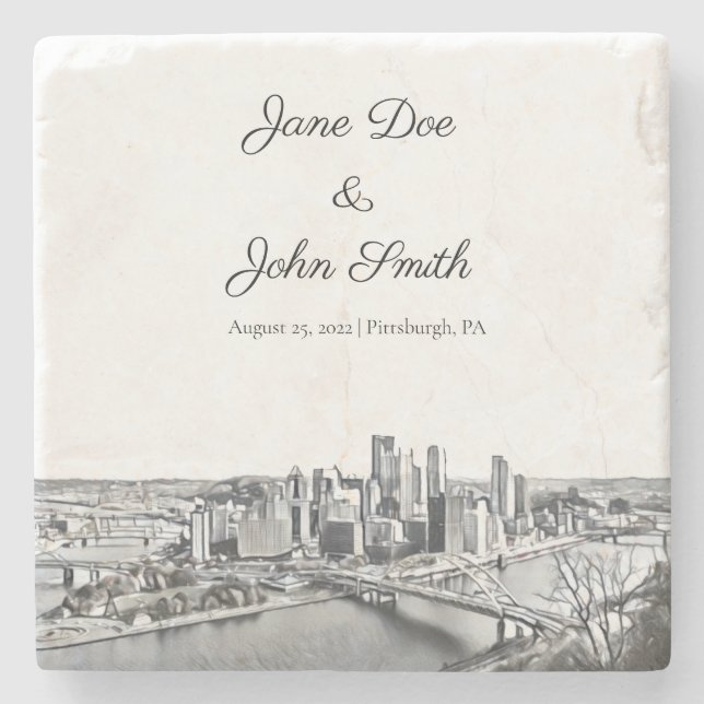 Posavasos De Piedra Pascua de piedra personalizada de Pittsburgh (Anverso)