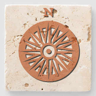 Posavasos De Piedra Pascua de piedra - Rosa de brújula con sombra