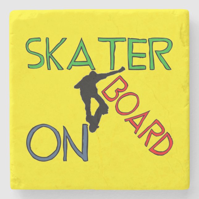 Posavasos De Piedra Pascua De Piedra - Skater A Bordo (Anverso)