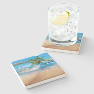 Posavasos De Piedra Pascua de piedra tropical de playa
