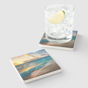 Posavasos De Piedra Pascua de piedra tropical de playa