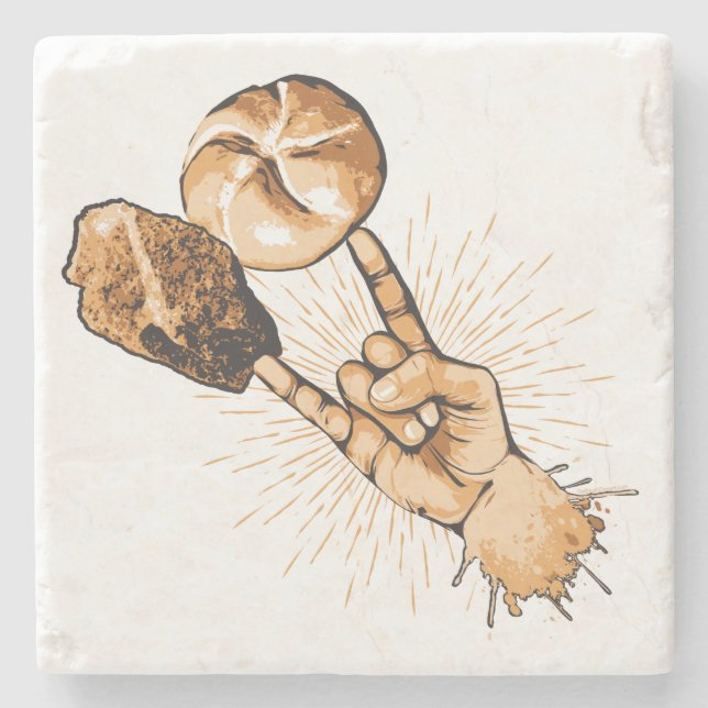 Posavasos De Piedra Pascua de roca y rollo (Anverso)