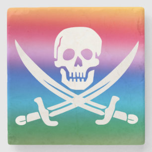 Posavasos De Piedra Pascua del pirata arcoiris Jolly Roger Stone