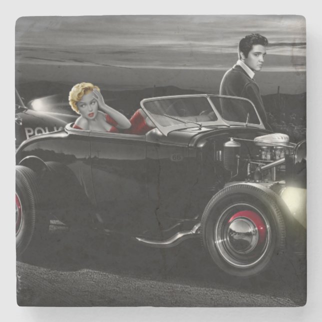 Posavasos De Piedra Paseo B&W de la alegría (Anverso)