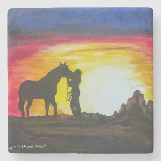 Posavasos De Piedra Paseo de la puesta del sol (Anverso)