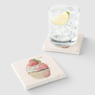 Posavasos De Piedra Pastel de fresa postre dulce