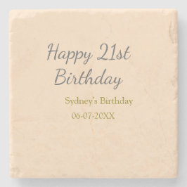 Posavasos De Piedra Pastel orange gray happy 21st birthday name date