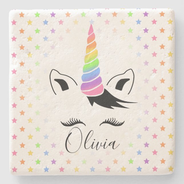 Posavasos De Piedra Pastel Unicornio (Anverso)