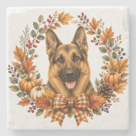 Posavasos De Piedra Pastor Alemán Coaster de Otoño