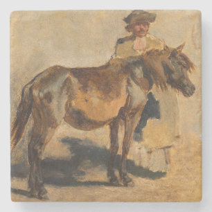 Posavasos De Piedra Pastor con caballo (equino)