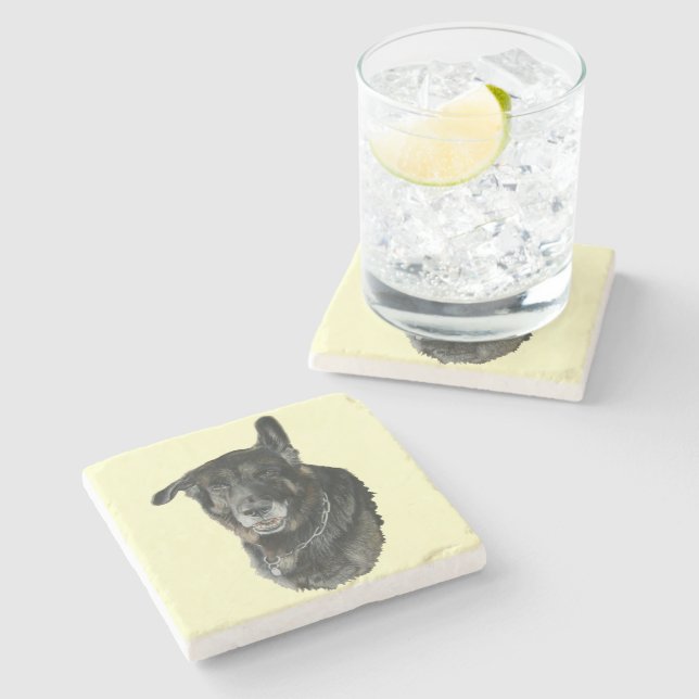 Posavasos De Piedra pastor de raza mixta akita alemán (Lateral)