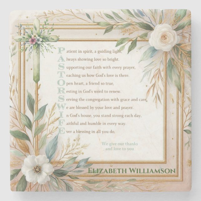 Posavasos De Piedra ✝️ Pastor's Wife Wives regalo de agradecimiento (Anverso)