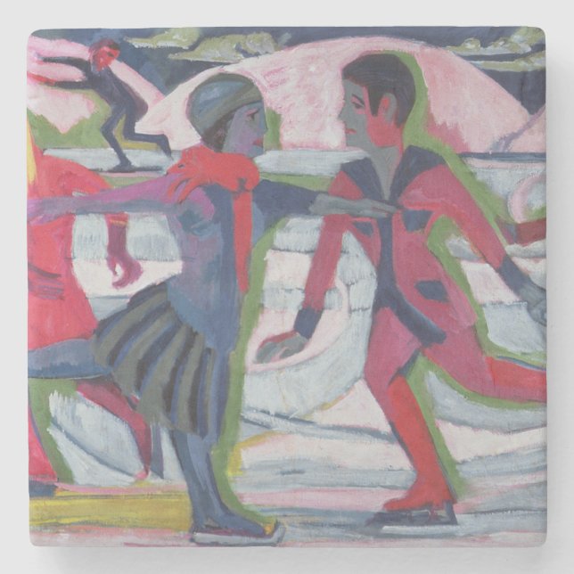 Posavasos De Piedra Patinadores de hielo (Anverso)