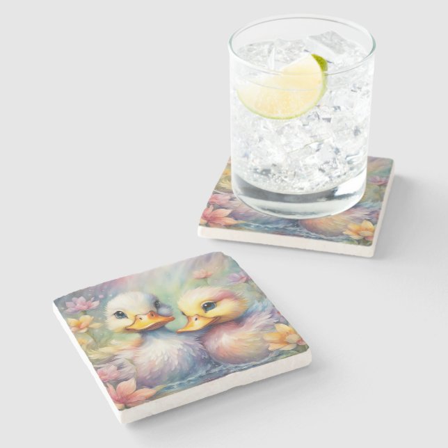 Posavasos De Piedra Pato 1 de Aves Arcoiris (Lateral)