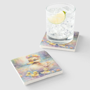 Posavasos De Piedra Pato de las aves arcoiris 5