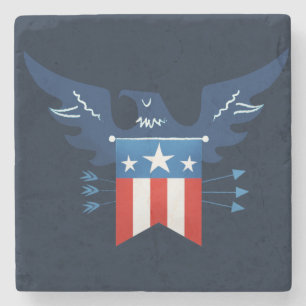 Posavasos De Piedra Patriótico de la Bandera y el Águila Americana