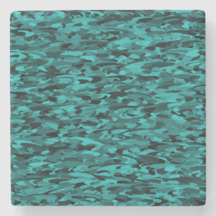 Posavasos De Piedra Patrón abstracto azul verdoso negro
