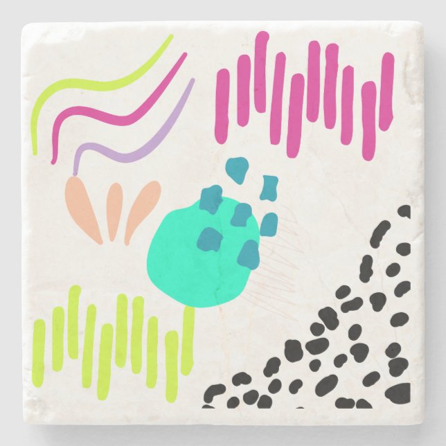 Posavasos De Piedra Patrón abstracto colorido moderno. (Anverso)