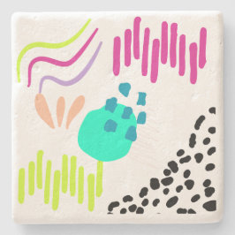 Posavasos De Piedra Patrón abstracto colorido moderno.