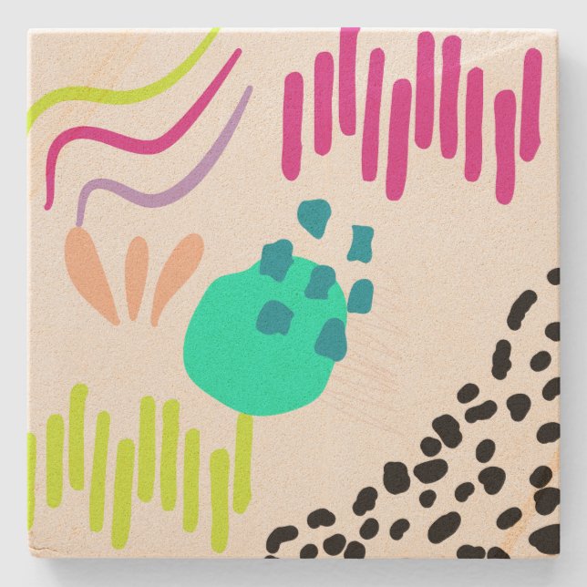 Posavasos De Piedra Patrón abstracto colorido moderno. (Anverso)