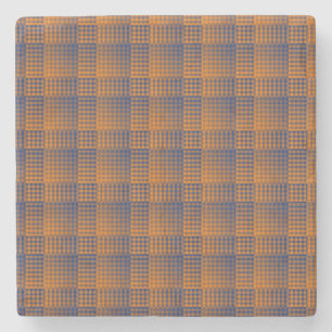 Posavasos De Piedra Patrón abstracto de cuadros naranja y púrpura