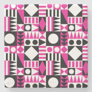 Posavasos De Piedra Patrón abstracto moderno de mediados de siglo.