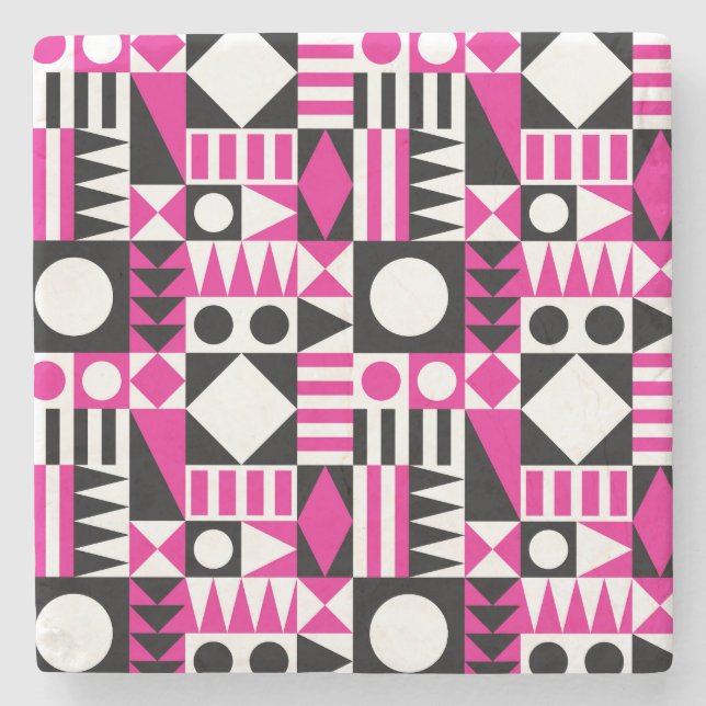 Posavasos De Piedra Patrón abstracto moderno de mediados de siglo. (Anverso)