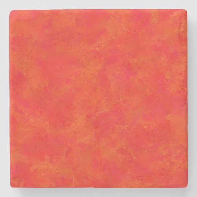 Posavasos De Piedra Patrón abstracto naranja rojo (Anverso)