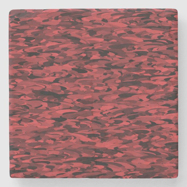 Posavasos De Piedra Patrón abstracto rojo negro (Anverso)