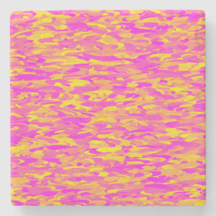 Posavasos De Piedra Patrón abstracto rosa amarillo naranja