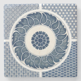 Posavasos De Piedra Patrón Antiguo de Porcelana Azul y Blanca China