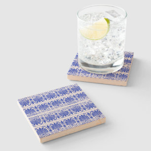 Posavasos De Piedra Patrón árabe del Mediterráneo griego Azul