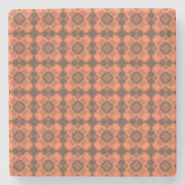 Posavasos De Piedra Patrón Argyle de cuadros marrón coral