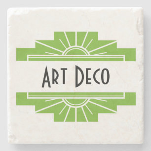 Posavasos De Piedra Patrón Art Deco de arrebato de sol en piedra blanc