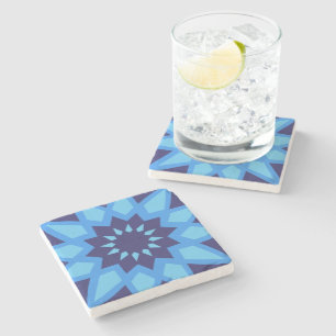 Posavasos De Piedra Patrón azul marroquí