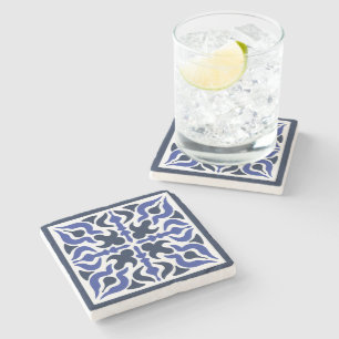 Posavasos De Piedra Patrón azul marroquí