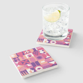 Posavasos De Piedra Patrón Bauhaus de vino púrpura retro