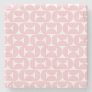 Posavasos De Piedra Patrón Blanco Y Rosa Del Bebé Moderno De Mediados