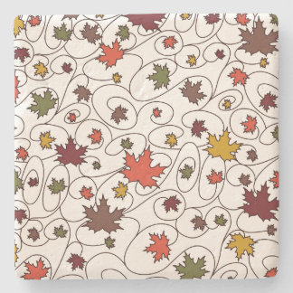Posavasos De Piedra Patrón capilar de hojas de arce con rizo caprichos