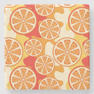 Posavasos De Piedra Patrón cítrico del Naranja retro