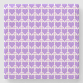 Posavasos De Piedra Patrón continuo de corazones púrpura