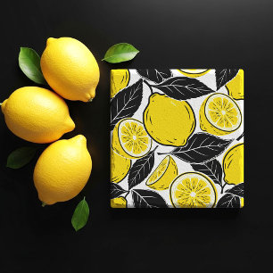 Posavasos De Piedra Patrón continuo de hojas y limón negro y atrevido 