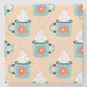 Posavasos De Piedra Patrón continuo de taza azul claro.