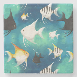 Posavasos De Piedra Patrón de acuario de peces angulares